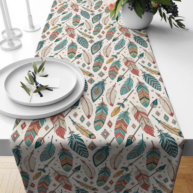Eclectic Ethnic Table Runner Feathers Arrows Theme (Eclectic Ethnic Table Runner Feathers Arrows Theme)