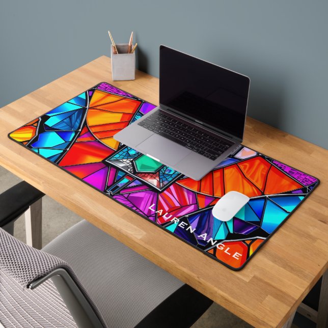Eclectic Geometric Mosaic Tile Office Desk Mat (Office 2)