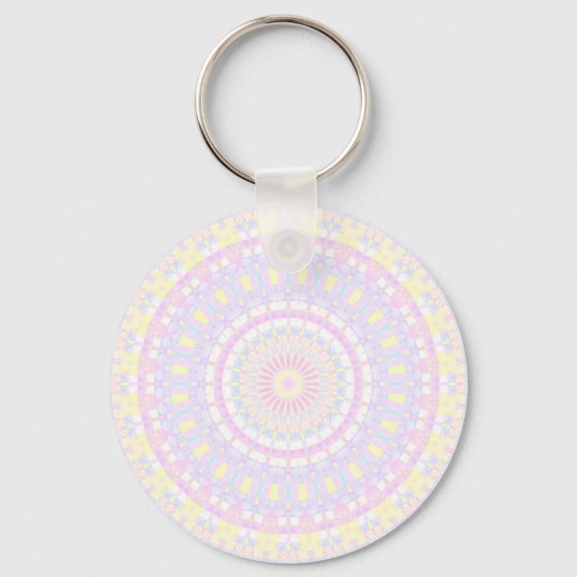 Eclectic Intricate Boho Colourful Pastel Mandala Keychain (Front)