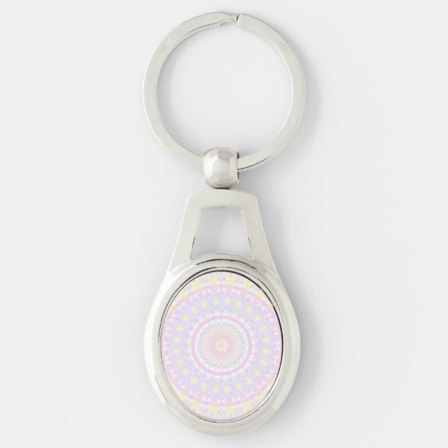 Eclectic Intricate Boho Colourful Pastel Mandala Keychain (Front)