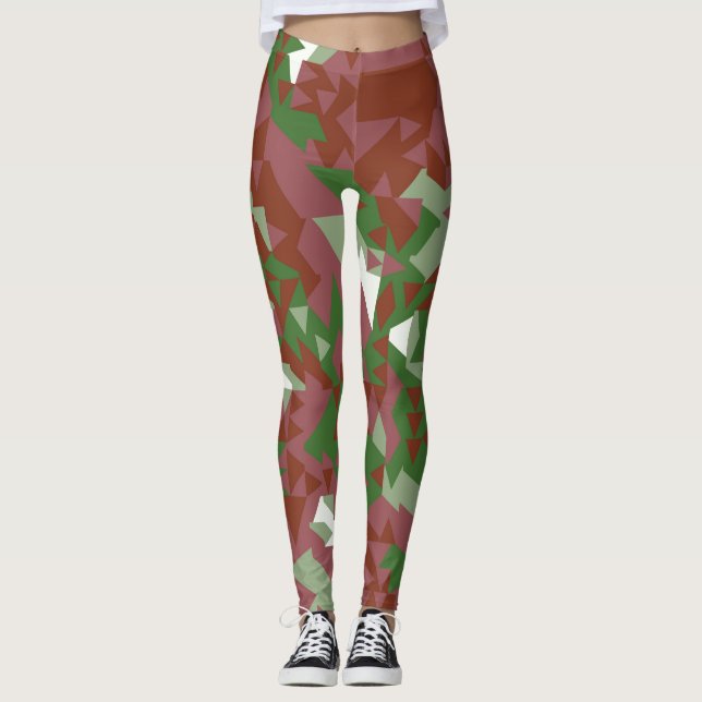 Eclectic Mod Retro Geometric Christmas Pattern Leggings (Front)