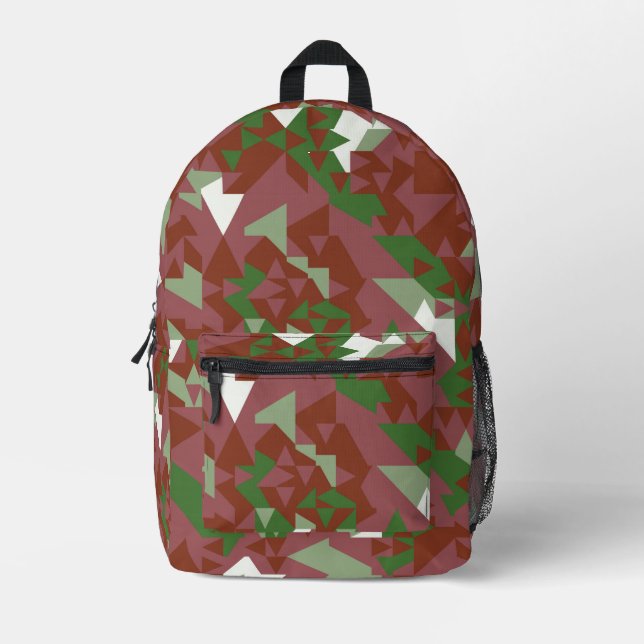 Eclectic Mod Retro Geometric Christmas Pattern Printed Backpack (Front)