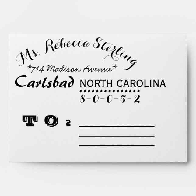 Eclectic & Modern Pre-addressed Envelope (Front)