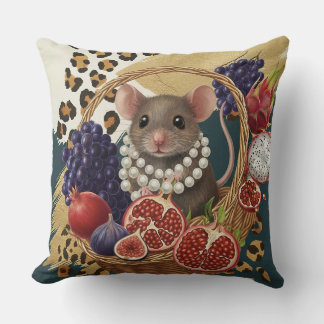 Eclectic Mouse with Pearls Throw Pillow, Chic Maxi Pillow