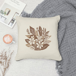 Eclectic Natural Terracotta Wildflower Boho Rustic Throw Pillow