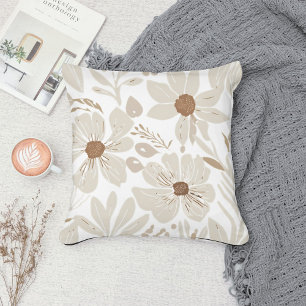 Eclectic Natural Terracotta Wildflower Boho Rustic Throw Pillow