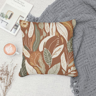 Eclectic Natural Terracotta Wildflower Boho Rustic Throw Pillow
