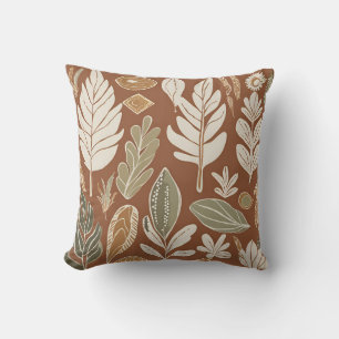 Eclectic Natural Terracotta Wildflower Boho Rustic Throw Pillow