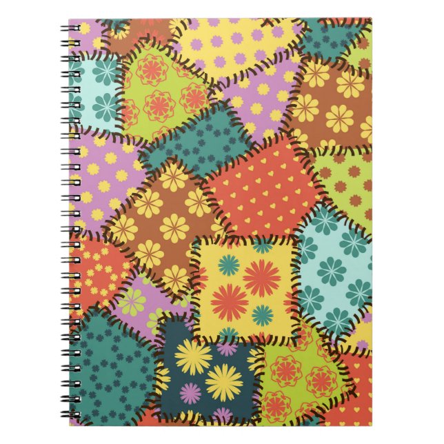Eclectic Patchwork: Diverse Pattern Mix Notebook (Front)