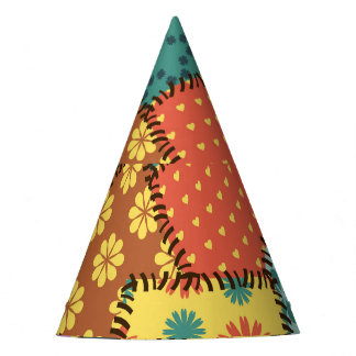 Eclectic Patchwork: Diverse Pattern Mix Party Hat