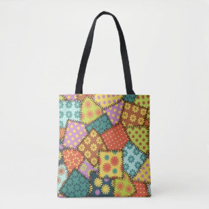 Eclectic Patchwork: Diverse Pattern Mix Tote Bag