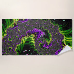 Eclectic Psychedelic Spiral Fractal Abstract Art Beach Towel