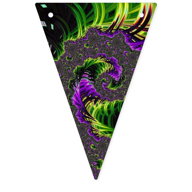 Eclectic Psychedelic Spiral Fractal Abstract Art Bunting Flags (First Flag)