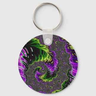 Eclectic Psychedelic Spiral Fractal Abstract Art Keychain