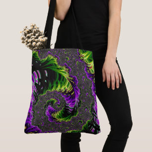 Eclectic Psychedelic Spiral Fractal Abstract Art Tote Bag