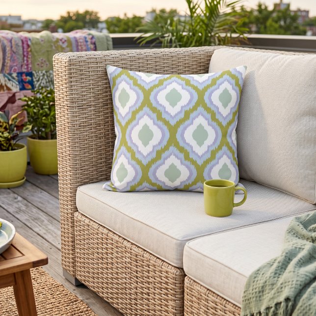 Eclectic Retro Ikat Pattern Outdoor Pillow (Creator Uploaded)
