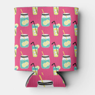 Eclectic summer elements, vintage seamless backgro can cooler
