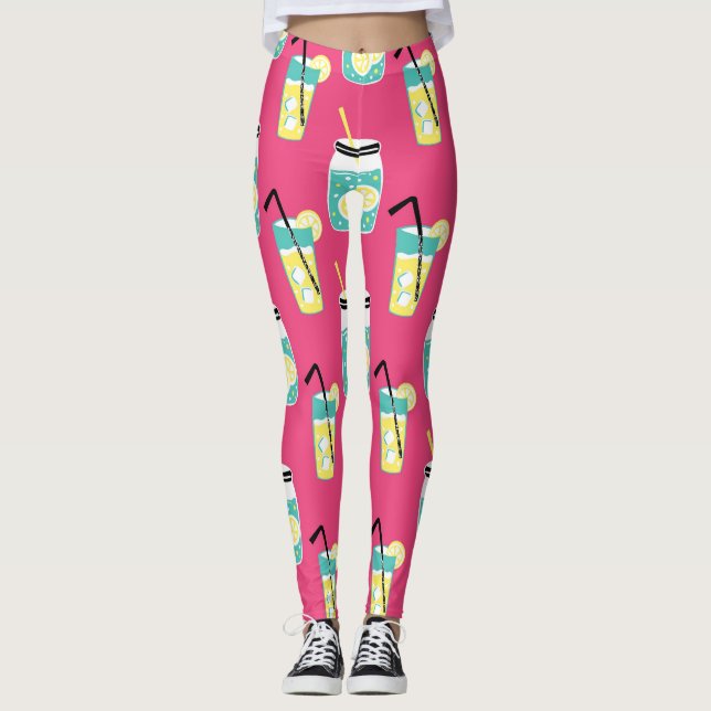Eclectic summer elements, vintage seamless backgro leggings (Front)
