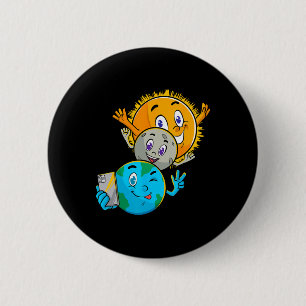 Eclipse 2024 Funny Earth Sun Moon Selfie Space Kid 2 Inch Round Button