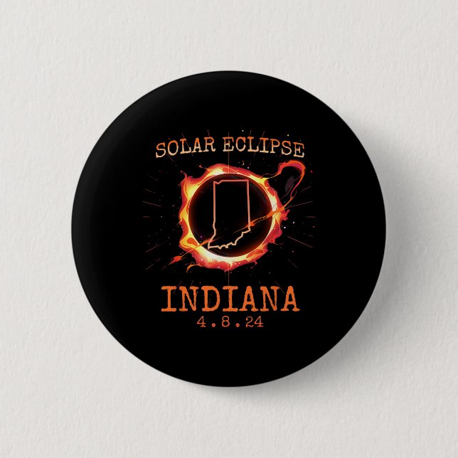 Eclipse 2024 Indiana State Totality Usa Path Souve 2 Inch Round Button (Front)