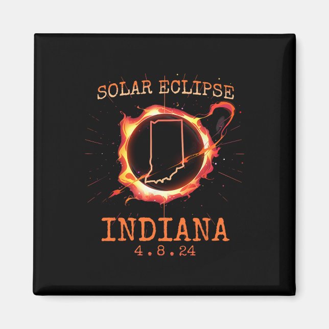 Eclipse 2024 Indiana State Totality Usa Path Souve Magnet (Front)