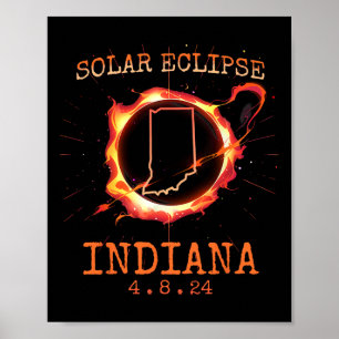 Eclipse 2024 Indiana State Totality Usa Path Souve Poster