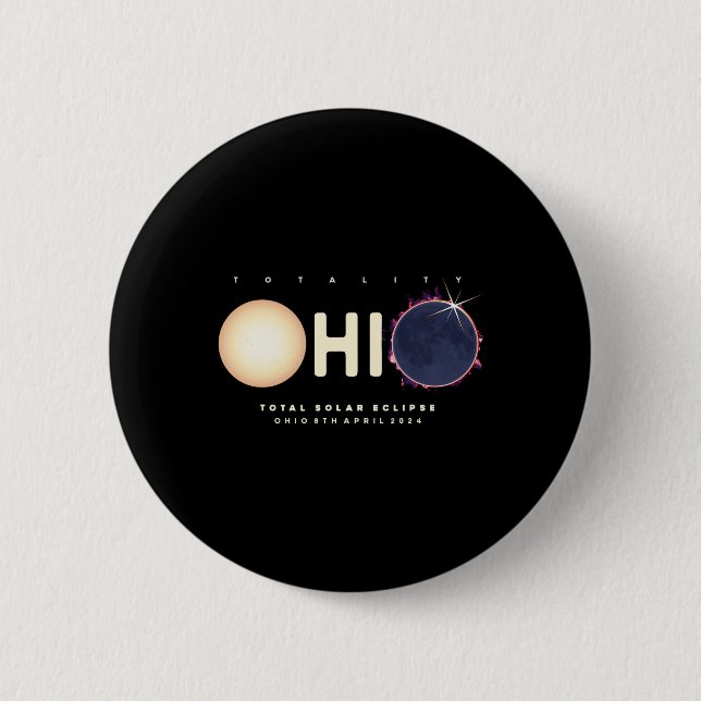 Eclipse 2024 Ohio Total Eclipse Astronomy Graphic  2 Inch Round Button (Front)