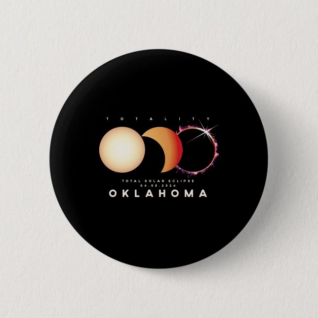 Eclipse 2024 Oklahoma Total Eclipse Astronomy Grap 2 Inch Round Button (Front)