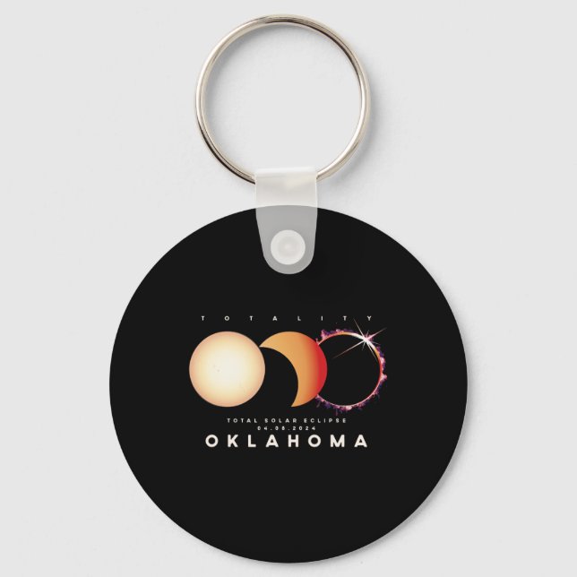 Eclipse 2024 Oklahoma Total Eclipse Astronomy Grap Keychain (Front)