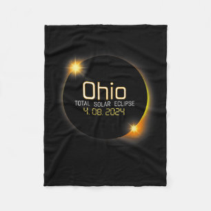 Eclipse 2024 Shirt State Ohio Total Solar Eclipse Fleece Blanket