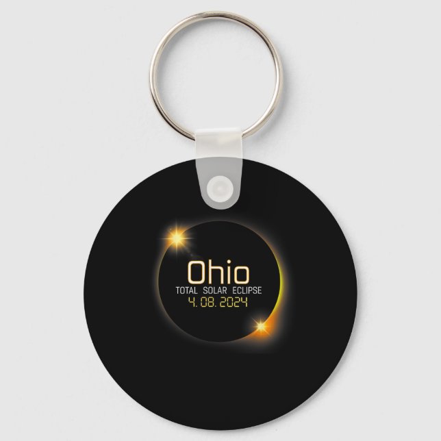 Eclipse 2024 Shirt State Ohio Total Solar Eclipse  Keychain (Front)
