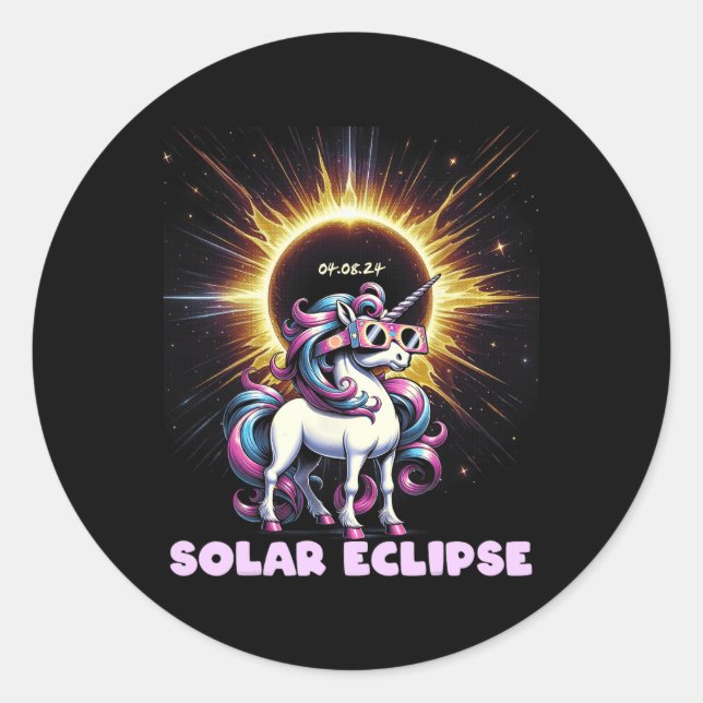 Eclipse 2024 Shirt Total Eclipse April 8th 24 Unic Classic Round Sticker (Front)