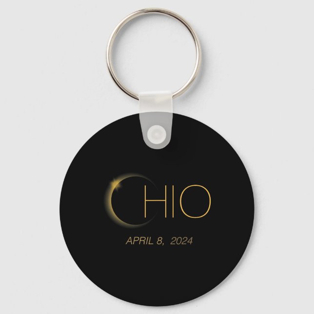 Eclipse 2024 Shirt Total Solar Eclipse State Ohio  Keychain (Front)
