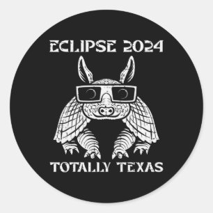 Eclipse 2024 Totality Texas Armadillo Men Women Ki Classic Round Sticker