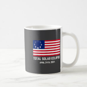 Eclipse 2024 Usa Flag Funny American Total Solar E Coffee Mug