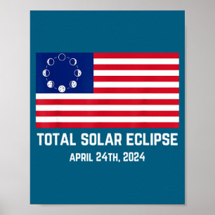 Eclipse 2024 Usa Flag Funny American Total Solar E Poster