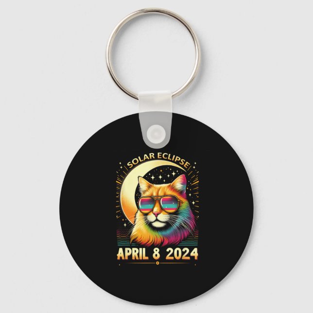 Eclipse April 8 2024 Cats Lovers  Keychain (Front)