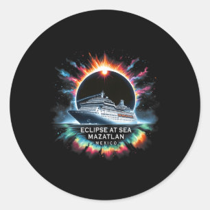 Eclipse At Sea Mazatlan Mexico Total Solar Eclipse Classic Round Sticker