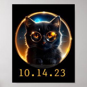 Eclipse Cat October 2023 Total Annular Solar Eclip Poster