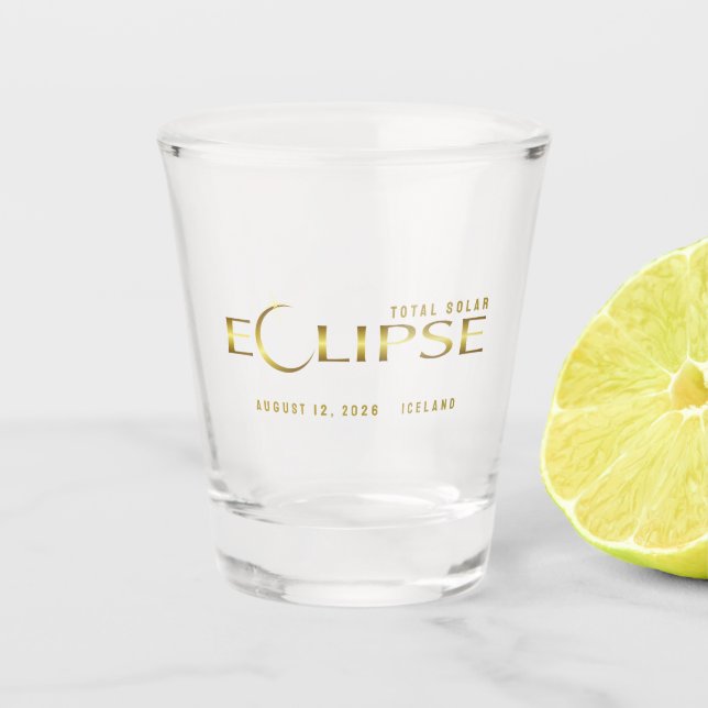 Eclipse celestial commemorative souvenir Iceland Shot Glass (Front)