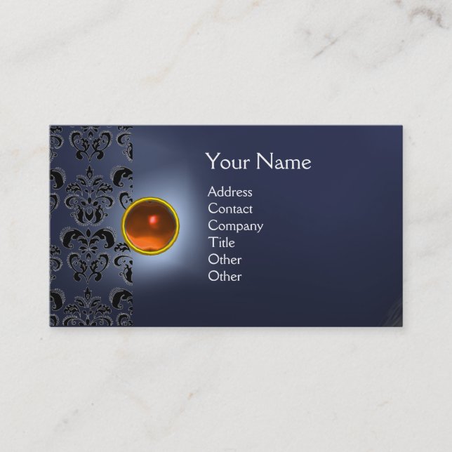 ECLIPSE DAMASK GEM  MONOGRAM BUSINESS CARD (Front)