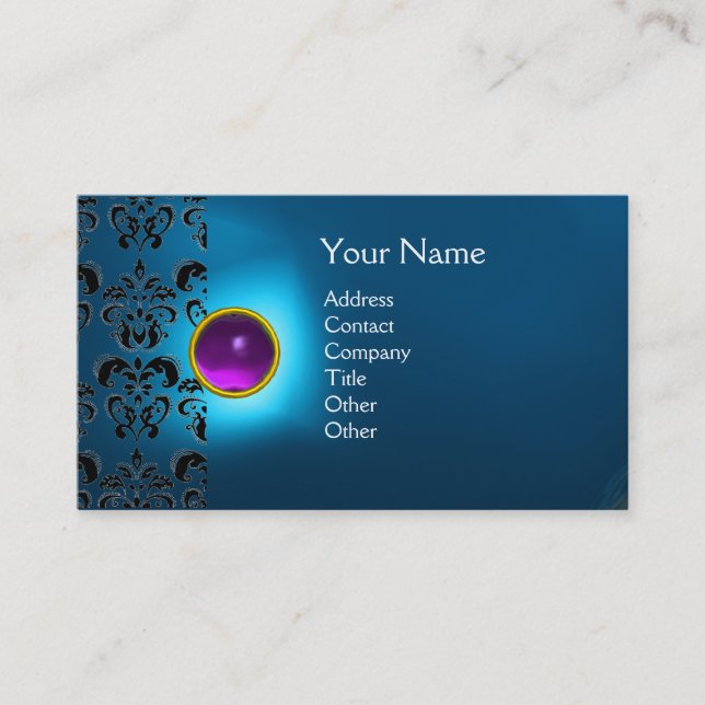 ECLIPSE DAMASK GEM  MONOGRAM BUSINESS CARD (Front)
