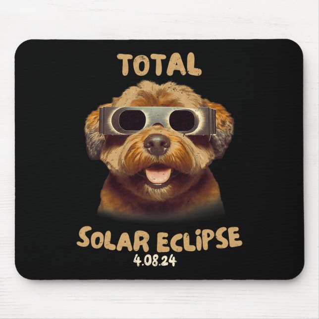 Eclipse Dog Wearing Solar Eclipse Gles  Mouse Pad (Front)