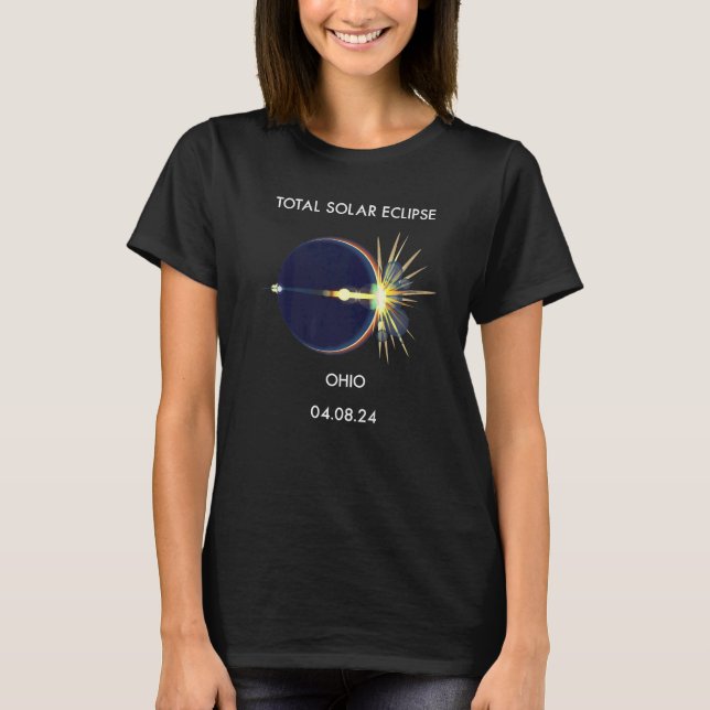 Eclipse Flare 04.08.24 Total Solar Eclipse Ohio 20 T-Shirt (Front)