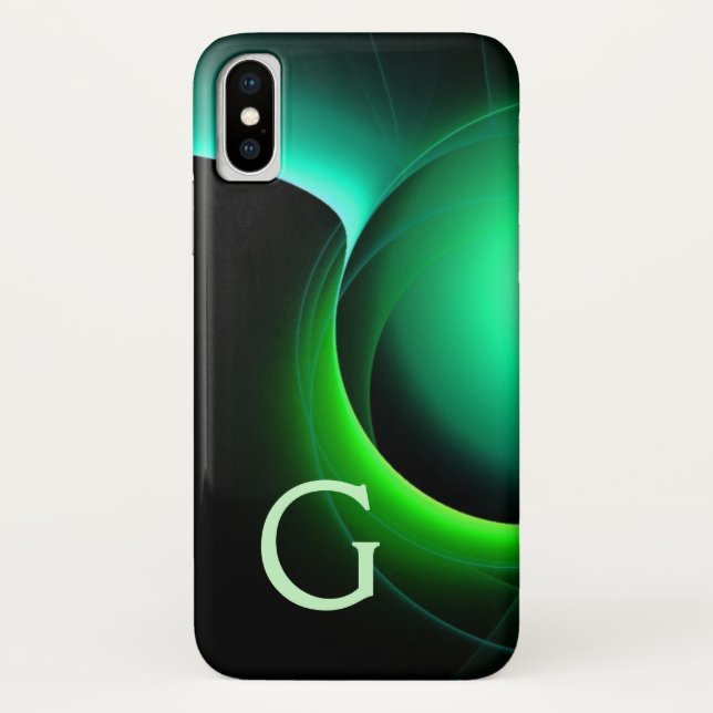 ECLIPSE MONOGRAM Vibrant black green Case-Mate iPhone Case (Back)