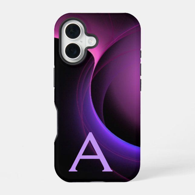 ECLIPSE MONOGRAM Vibrant black purple iPhone 16 Case (Back)