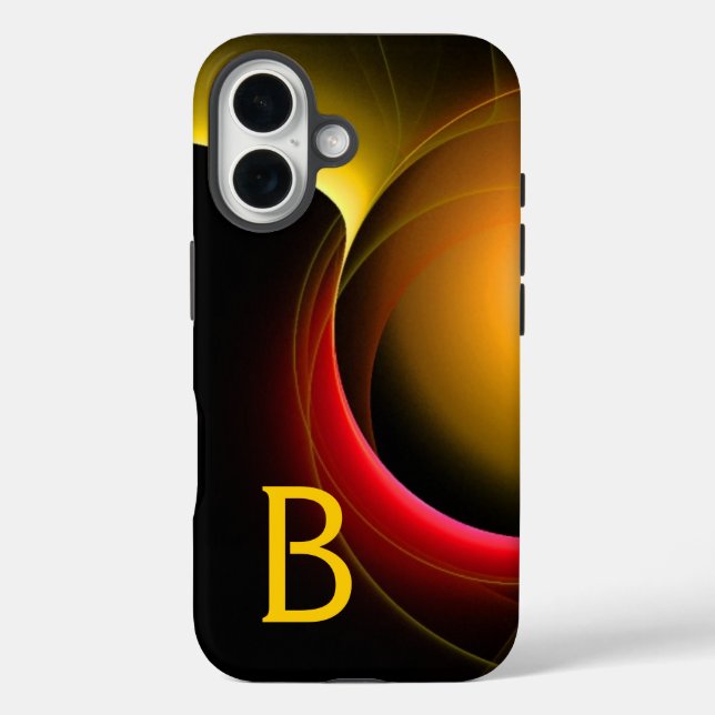 ECLIPSE MONOGRAM Vibrant black yellow Case-Mate iPhone Case (Back)
