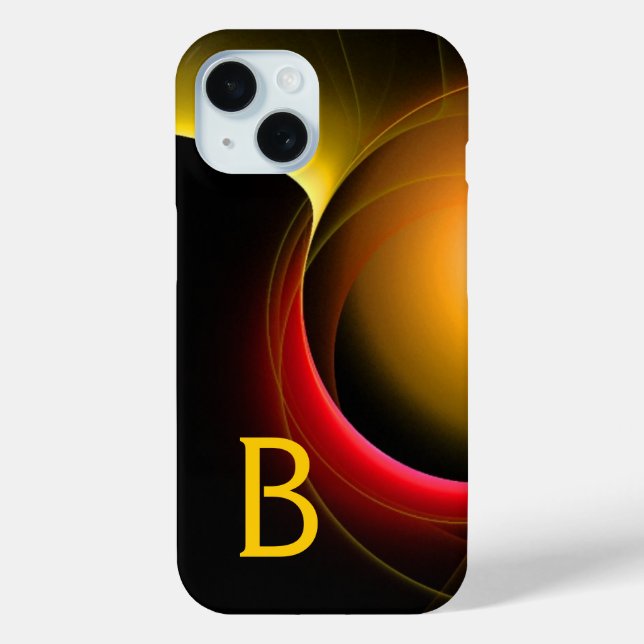 ECLIPSE MONOGRAM Vibrant black yellow Case-Mate iPhone Case (Back)