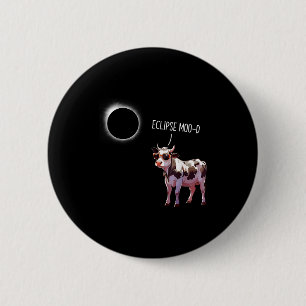 Eclipse Moo-d Funny Cow Solar Eclipse Farmer Cowbo 2 Inch Round Button