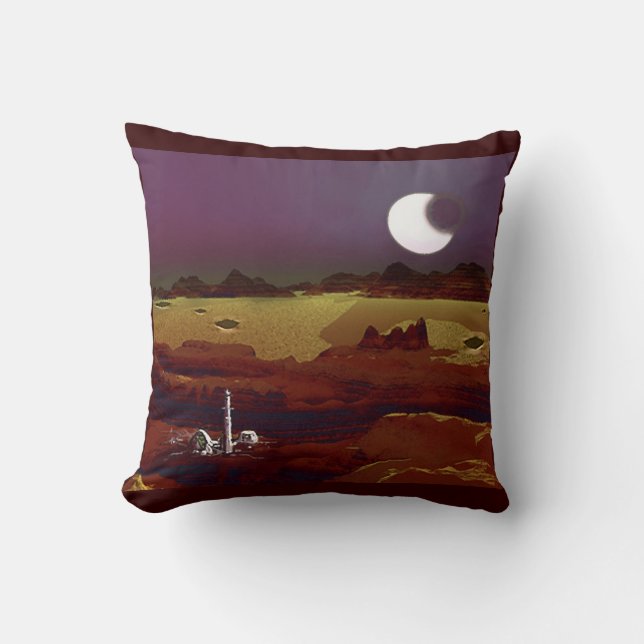 Eclipse on Red Planet Throw Pillow (Front)